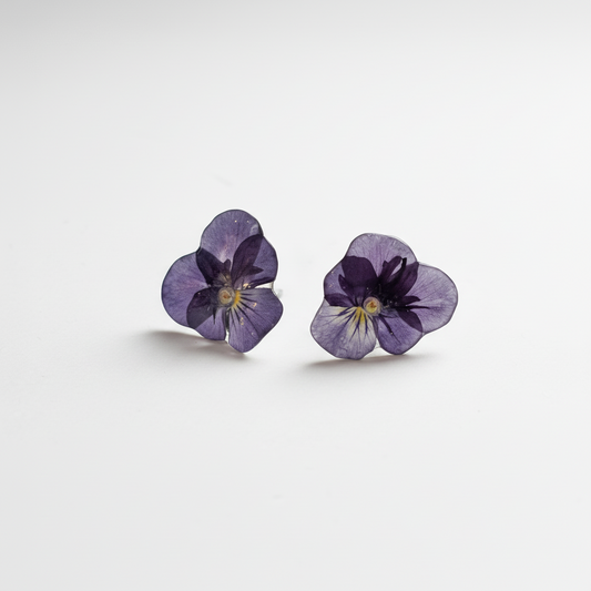 FIOL øredobber - ekte tørkede blomster, ørestift med lås