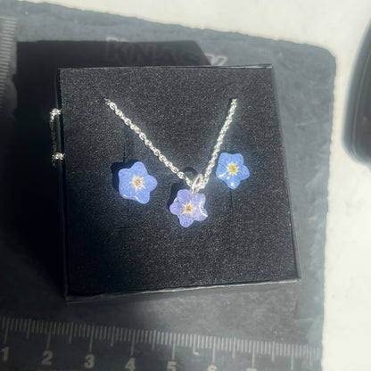 FORGLEMMEGEI gavesett - ring, smykke, øredobber - ekte tørkede blomster