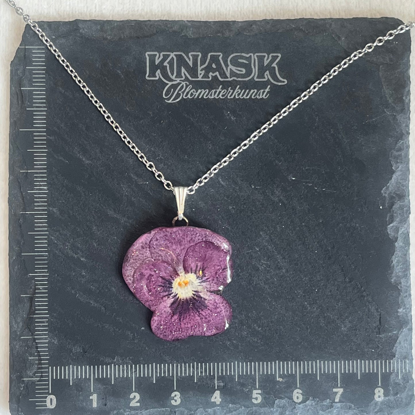 SAFTIG FIOL smykke - ekte tørket blomst