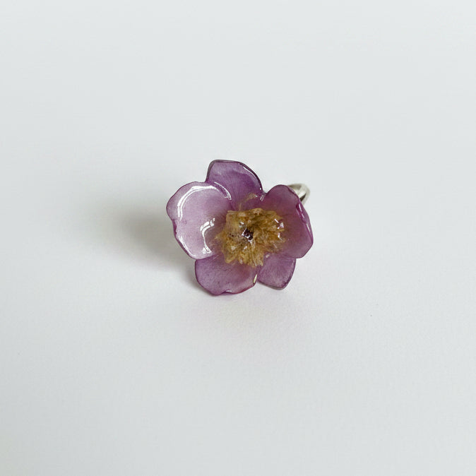 MIN LILLE HAGE ring - ekte tørket blomst, forsølvet