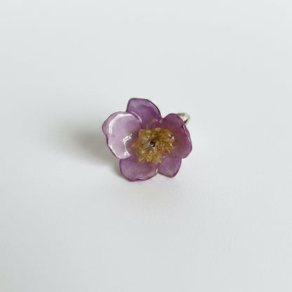 MIN LILLE HAGE ring - ekte tørket blomst, forsølvet