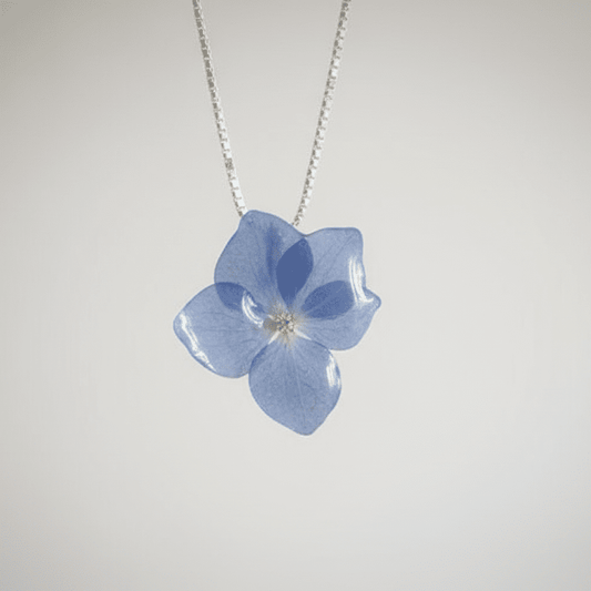 BLÅ HORTENSIA smykke - ekte tørket blomst - Smykke KNASK