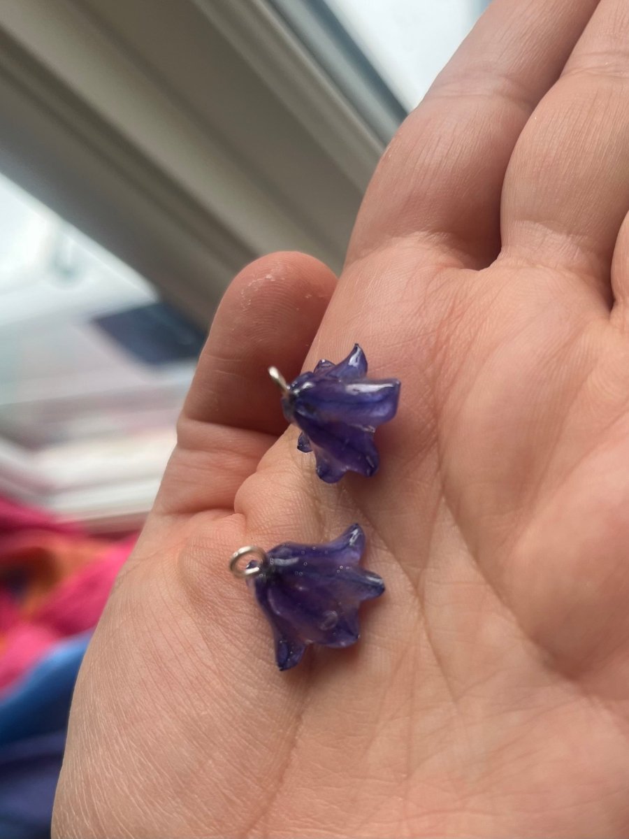 BLÅ KLOKKER øredobber, 3D - tørkede blomster, 925 sølv - Øredobber KNASK
