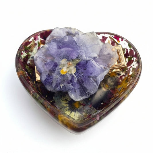 Blå stemorsblomst hårspenne, krokodilleklemme, ekte tørket blomst - KNASK