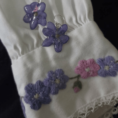 BLÅVEIS øredobber - ekte tørkede blomster - Øredobber KNASK
