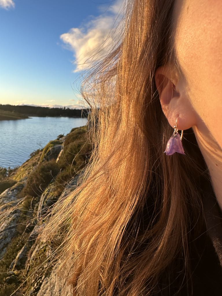 BLÅKLOKKER øredobber, 3D-tørkede blomster, 925 sølv - KNASK