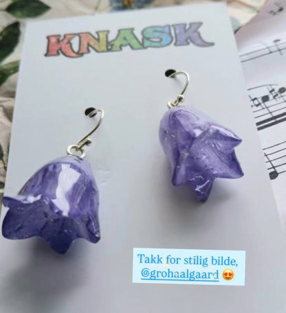 BLÅKLOKKER øredobber, 3D - tørkede blomster, 925 sølv - Øredobber KNASK