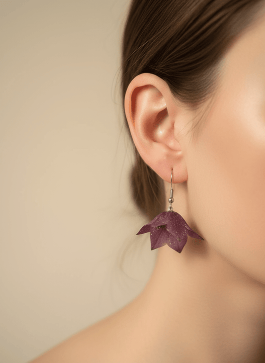 BLODBEGER øredobber, ekte 3D - tørkede blomster (finere enn på bildet!) - Øredobber KNASK