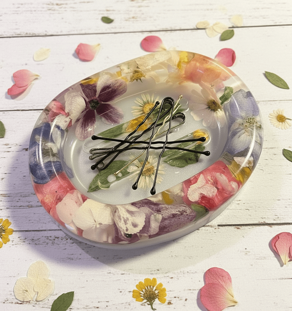 BLOMSTERBAD såpeskål – blomsterkunst av ekte tørkede blomster - Interiør KNASK