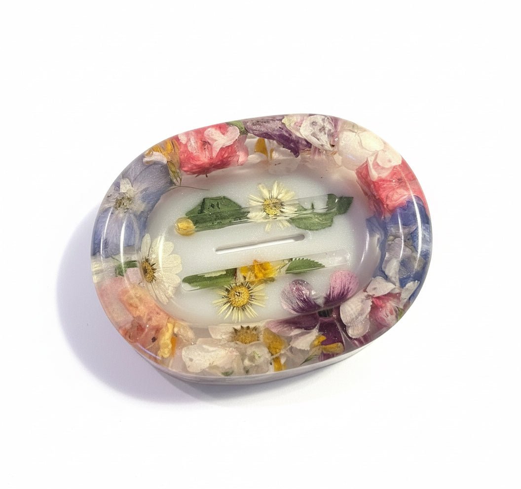 BLOMSTERBAD såpeskål – blomsterkunst av ekte tørkede blomster - Interiør KNASK