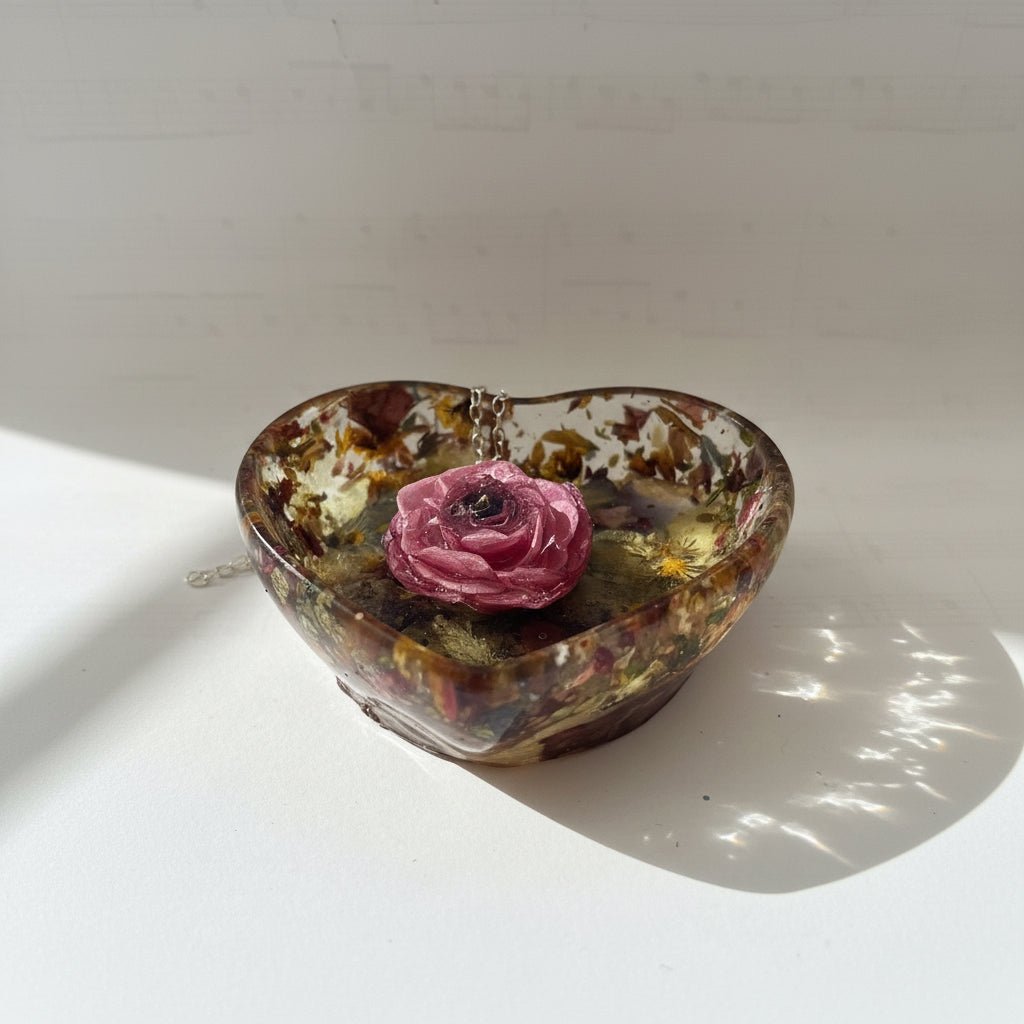 BLOMSTERKUNST mini hjerteskål - ekte tørkede blomster - Interiør KNASK