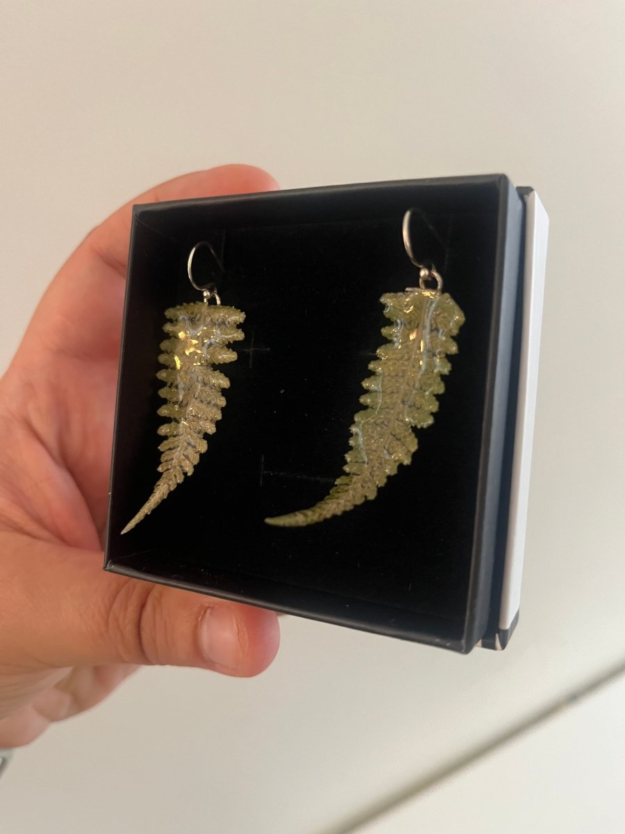 BREGNER øredobber, ekte 3D - tørket plante, 925 sølv - Øredobber KNASK