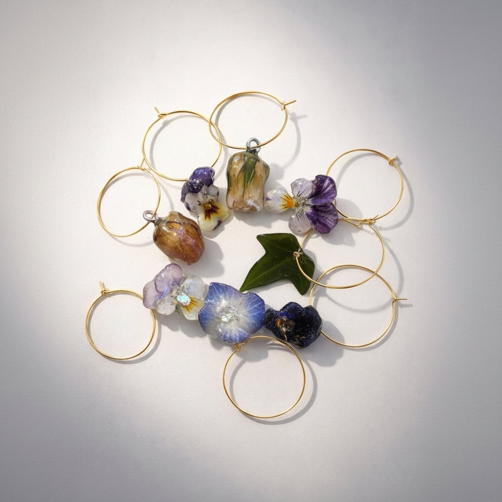 CHARMS til vinglass eller strikketøy - ekte tørkede blomster - Interiør KNASK