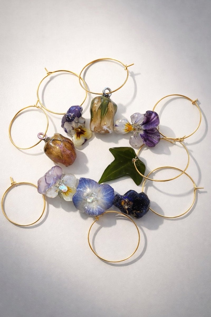 CHARMS til vinglass eller strikketøy - ekte tørkede blomster - Interiør KNASK