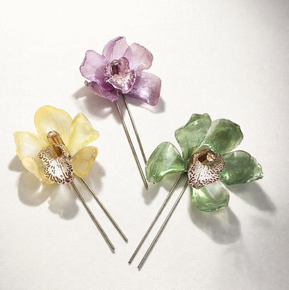 CYMBIDIUM orkidé hårnål, ekte tørket blomst - Hårpynt KNASK