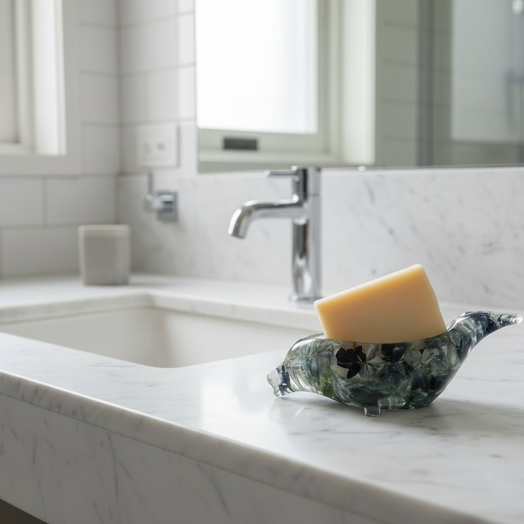 DELFINIUM såpeskål - ekte tørkede blomster - Interiør KNASK