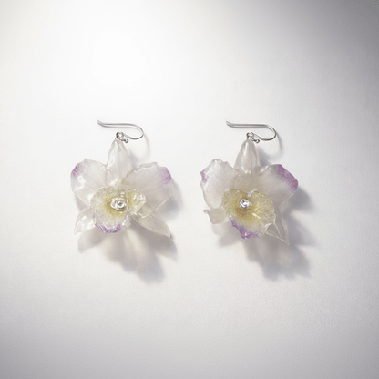 DENDROBIUM ORKIDÉ øredobber - ekte tørkede blomster, sølv - Øredobber KNASK