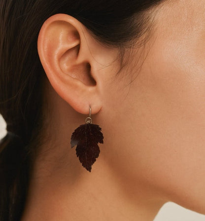 DIABOLO øredobber, ekte tørkede blader, 925 sølv, blærespirea - Øredobber KNASK