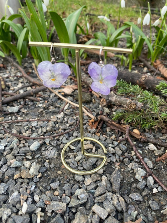Dus lilla fioler øredobber, ekte stemorsblomst, 925 sølv ørekroker - Øredobber KNASK