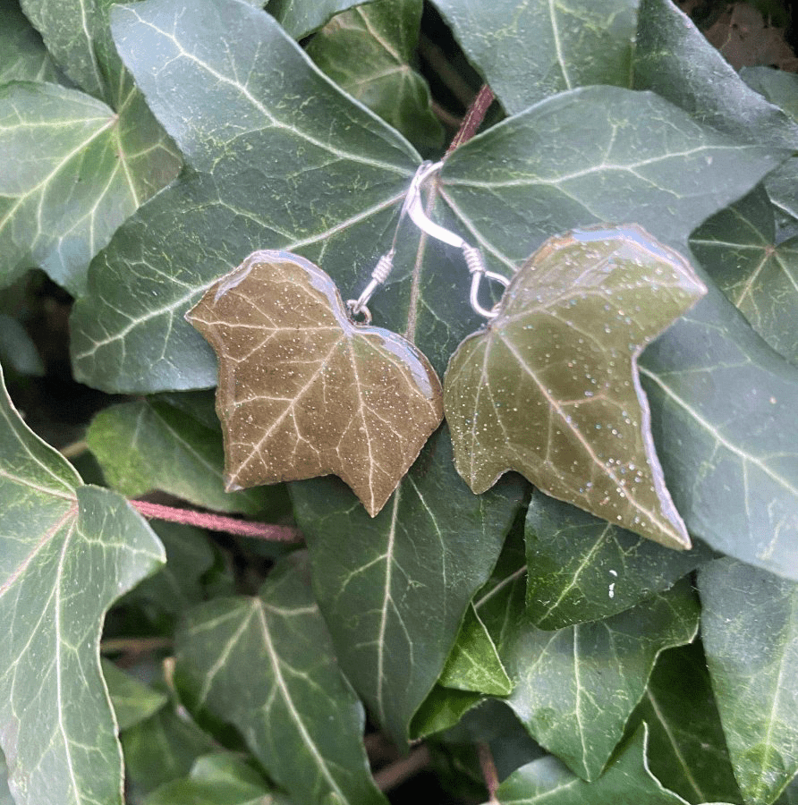 EFØY øredobber - ekte tørkede blader, sølv - Øredobber KNASK