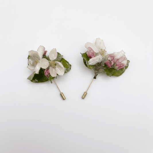 EPLEBLOMST brosje - ekte tørkede blomster - Brosje KNASK