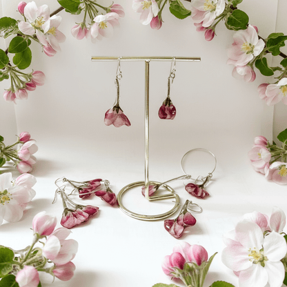 EPLEBLOMST øredobber, ekte tørkede blomster, 925 sølv - Øredobber KNASK