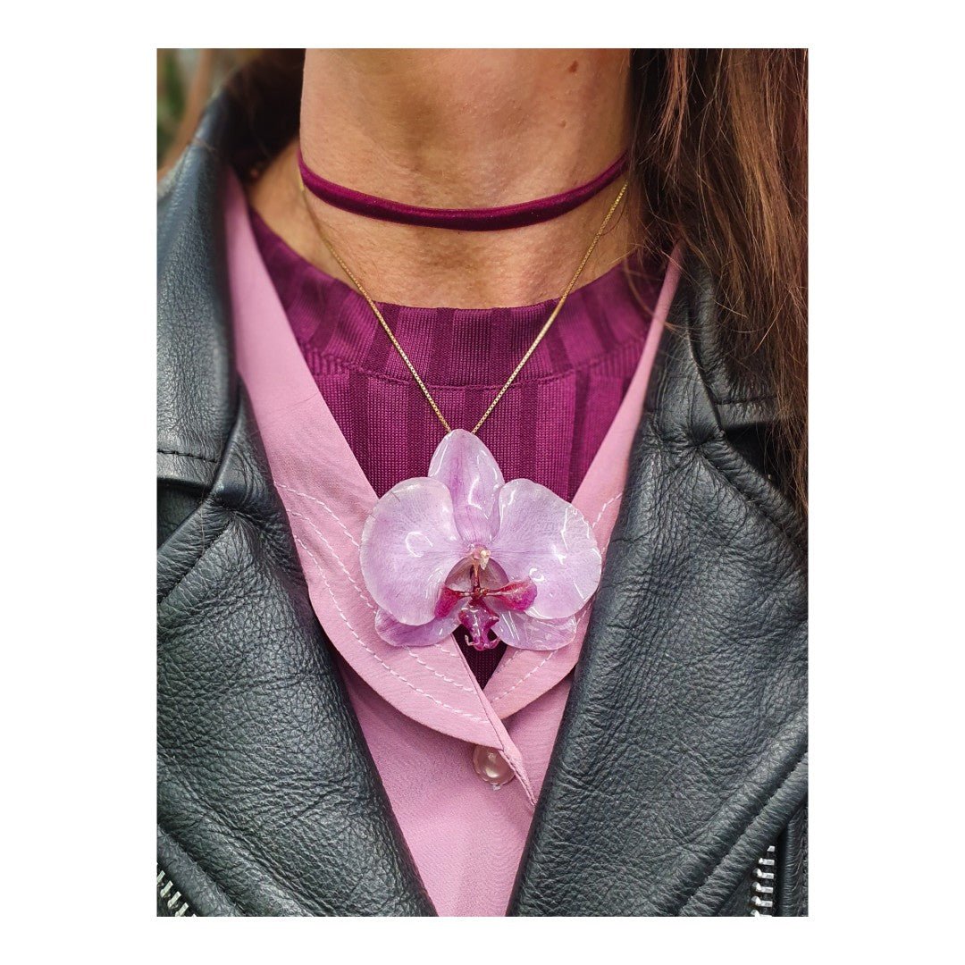 EROTISK ORKIDÉ - ekte tørket blomst, sølv - KNASK