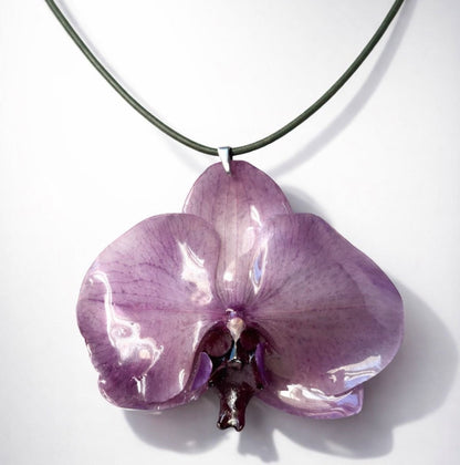 EROTISK ORKIDÉ - ekte tørket blomst, sølv - Smykke KNASK