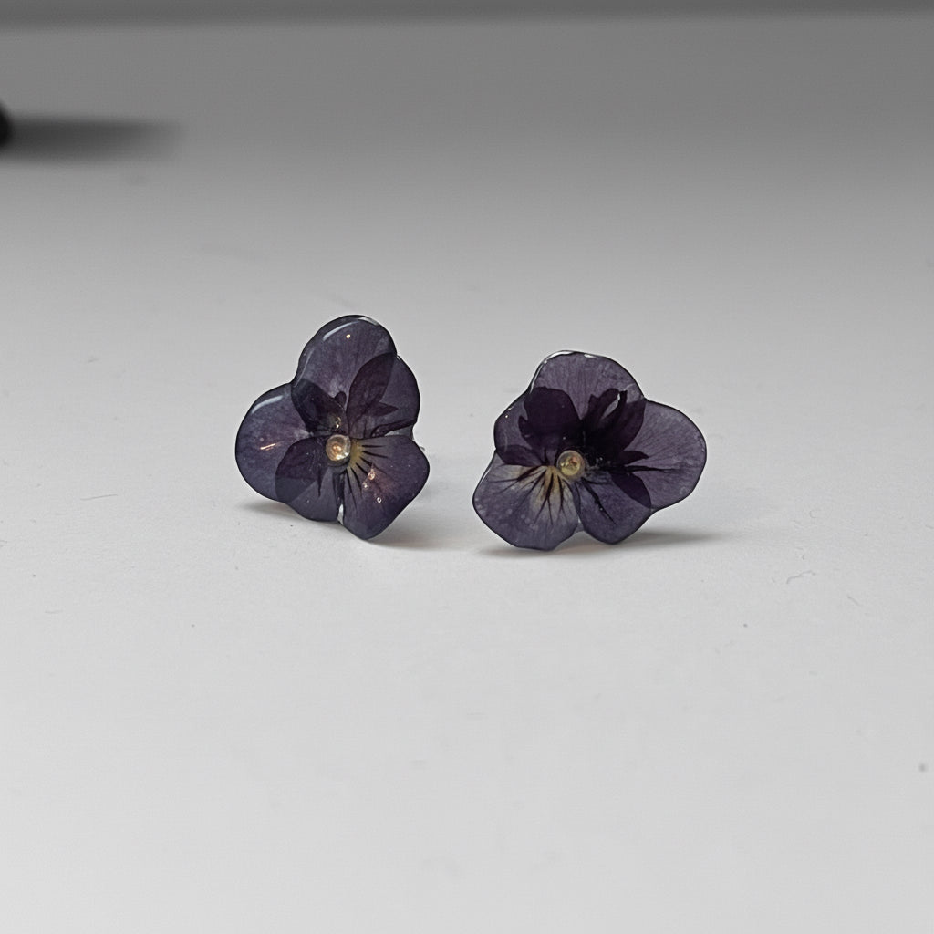 FIOL øredobber - ekte tørkede blomster, ørestift med lås - Øredobber KNASK