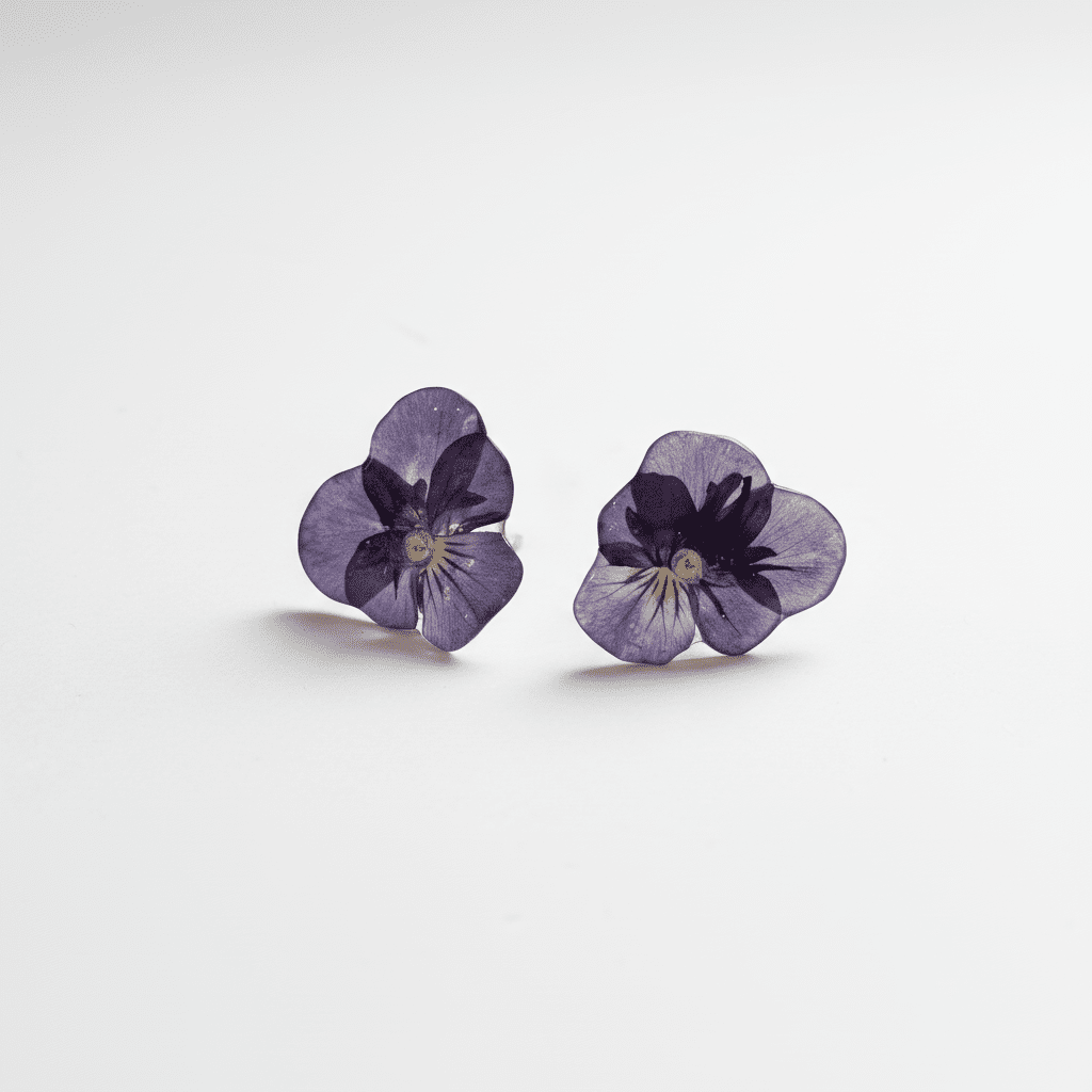 FIOL øredobber - ekte tørkede blomster, ørestift med lås - Øredobber KNASK