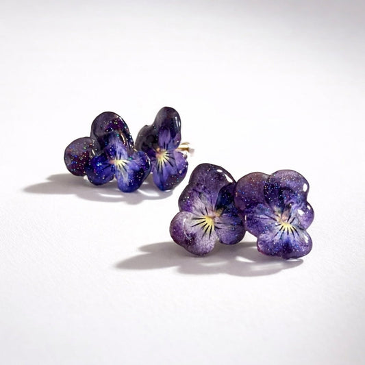 FIOL STUDS øredobber - ekte tørkede blomster, sølv ørestift - Øredobber KNASK