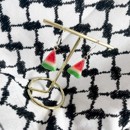 FRI PALESTINA vannmelon - snop øredobber, sølv ørekroker, ekte godteri - Øredobber KNASK