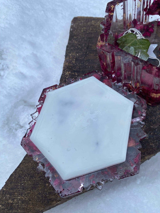 Frost smykkeskrin, røde roseblader i epoxy resin kunstharpiks - KNASK