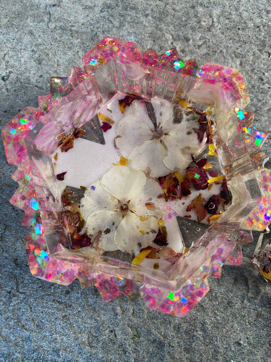 Frost smykkeskrin, rosa med blomsterblader - KNASK