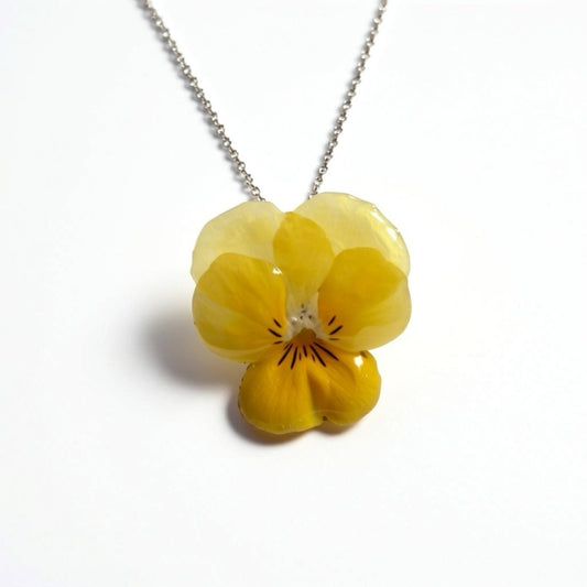 GUL FIOL smykke - ekte tørket blomst - sølv - Smykke KNASK