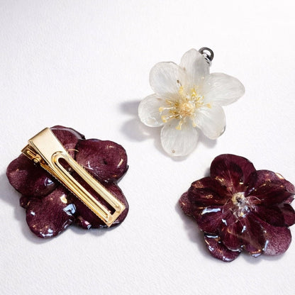 HELLEBORUS hårspenne - ekte tørket blomst, krokodilleklemme - Hårpynt KNASK