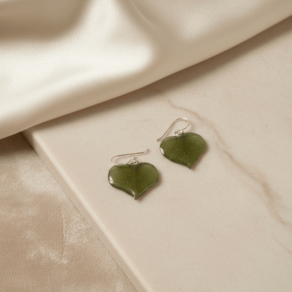 HJERTBLAD øredobber, ekte tørket eføy, 925 sølv - Øredobber KNASK