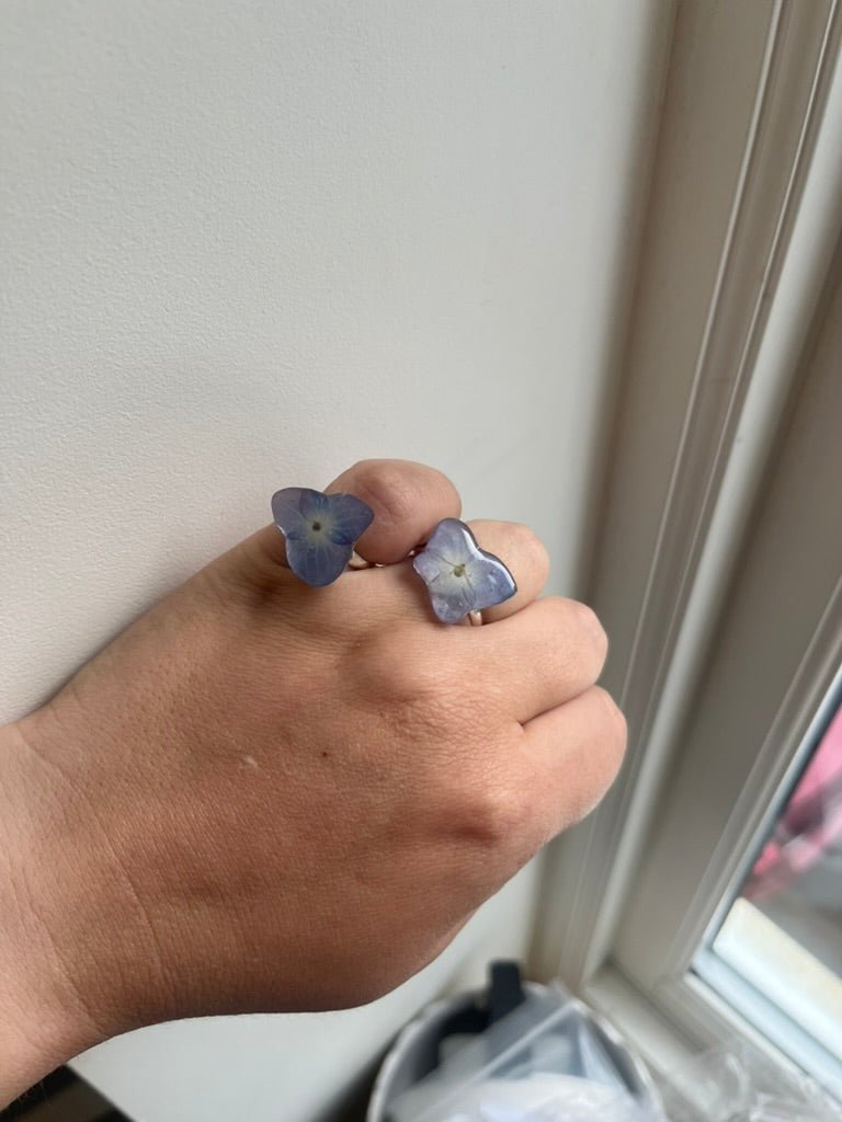 HORTENSIA ring - ekte tørket blomst, justerbar - Ringer KNASK