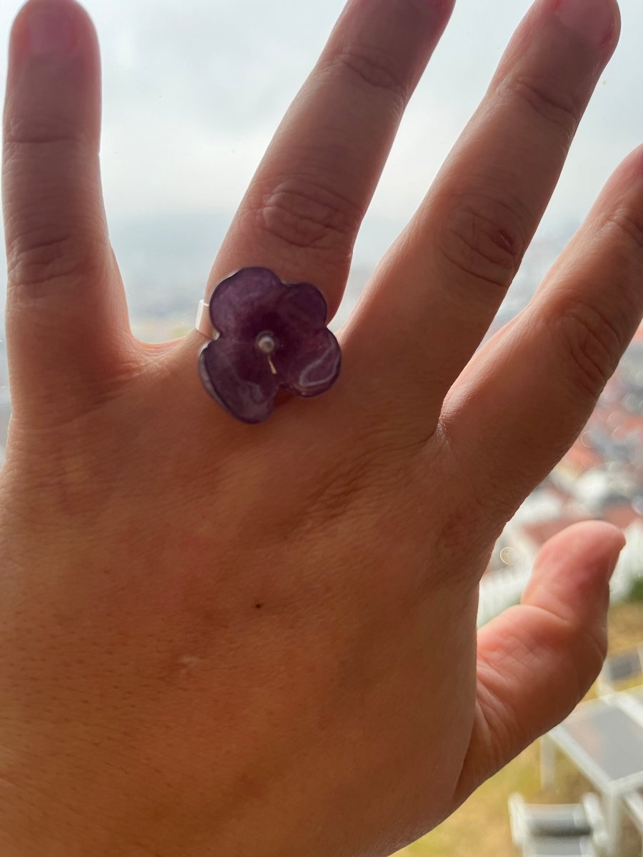 HORTENSIA ring - ekte tørket blomst, justerbar - Ringer KNASK