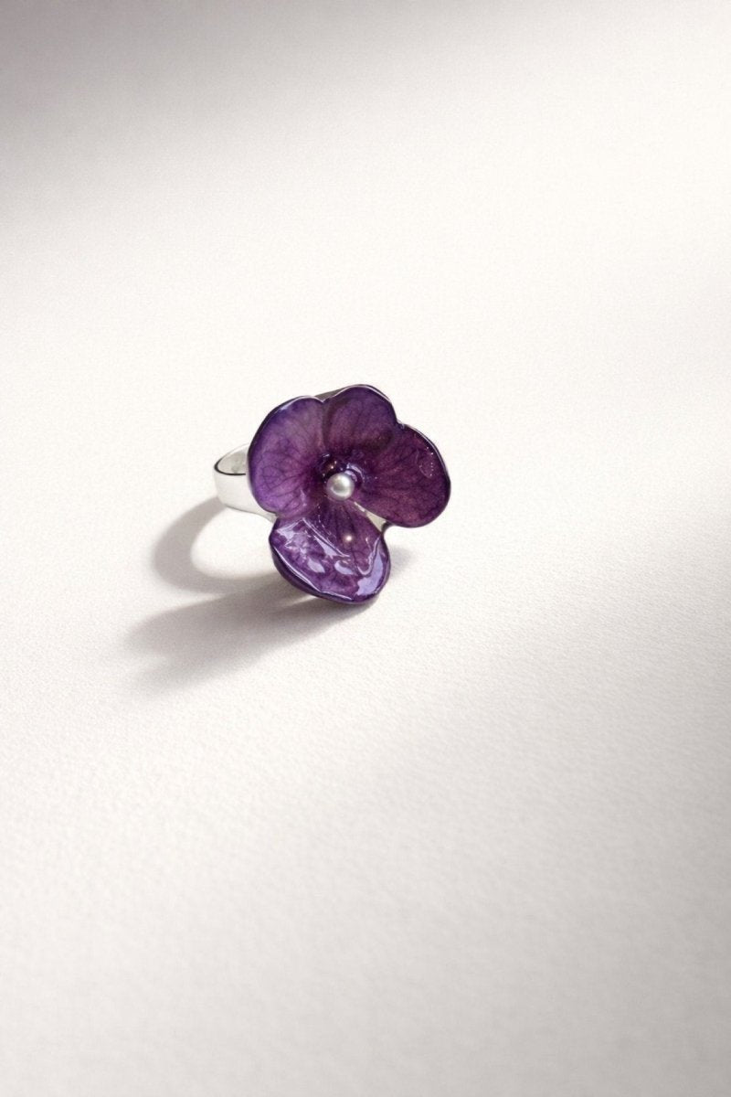HORTENSIA ring - ekte tørket blomst, justerbar - Ringer KNASK