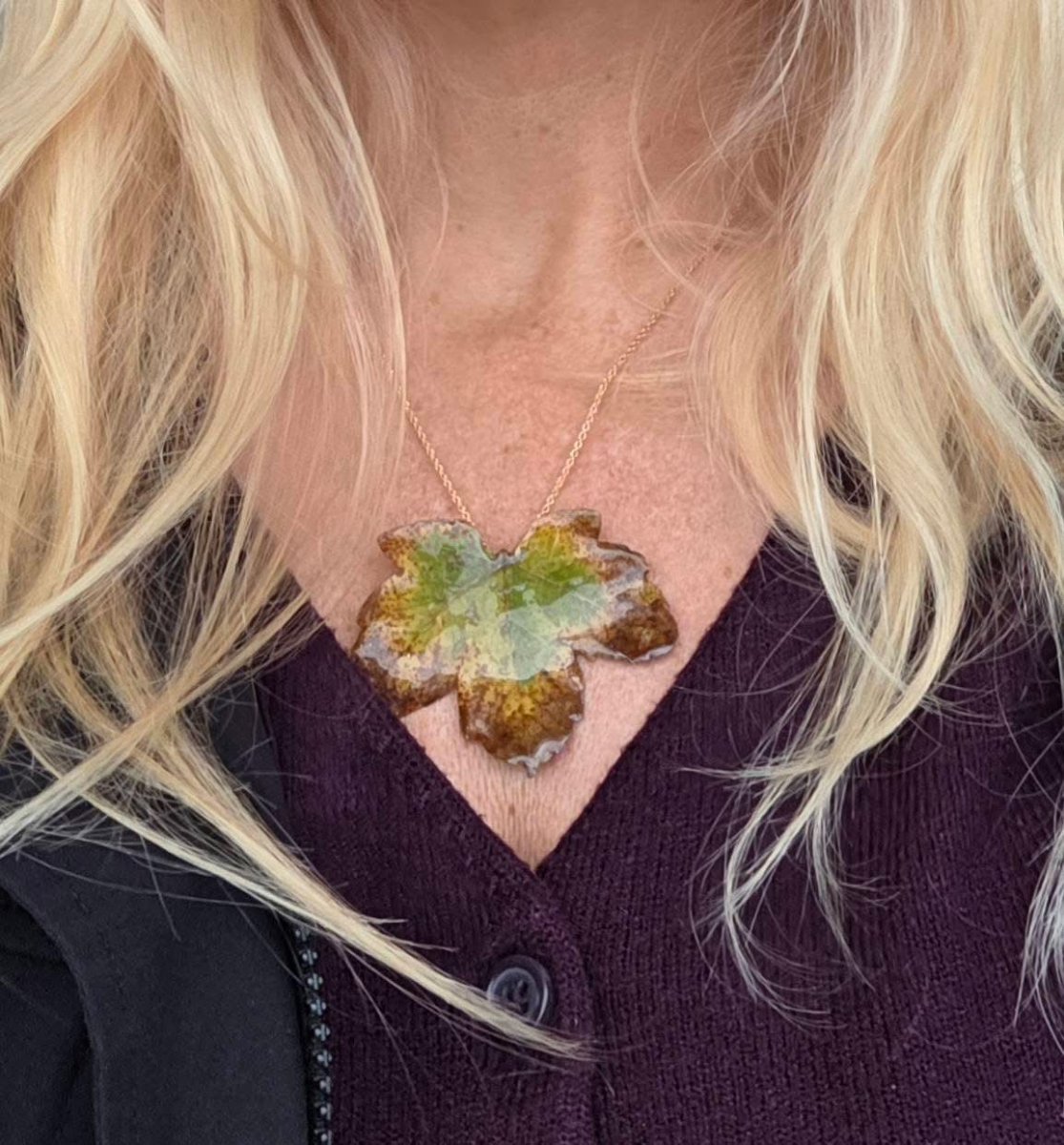 HØSTBLAD smykke av ekte tørket blad, 925 sølvkjede - Smykke KNASK