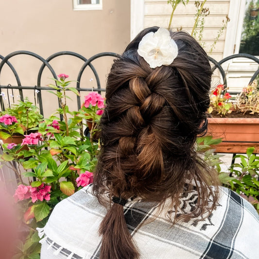 HVIT ORKIDÉ hårnål, ekte tørket blomst, åpen - Hårpynt KNASK