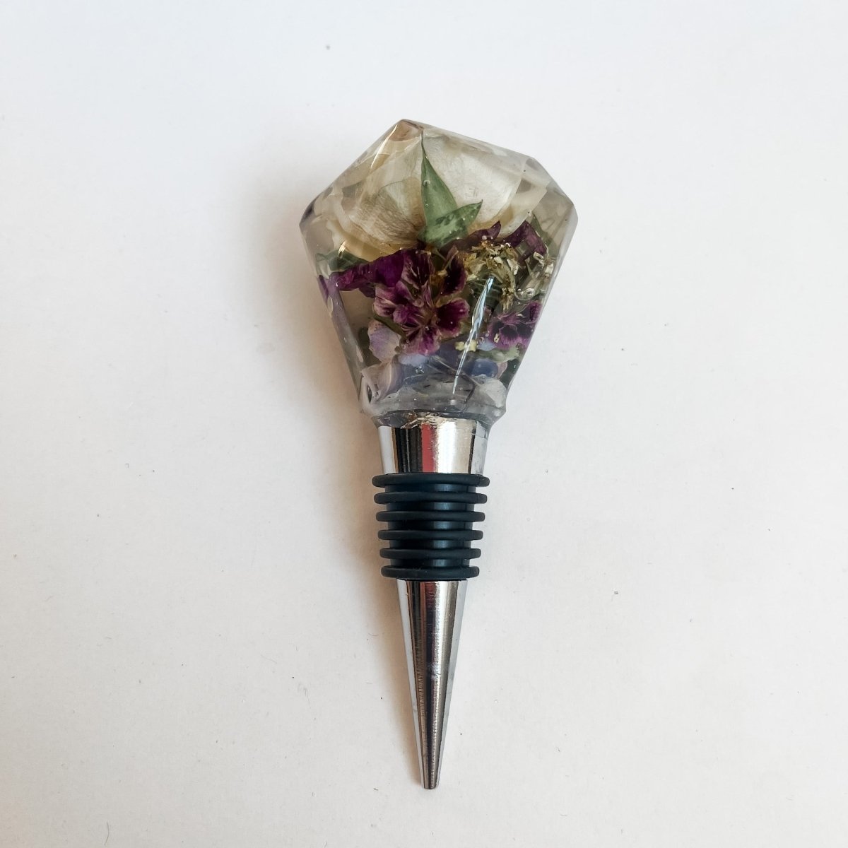 HVIT ROSE vinstopper, ekte tørkede blomster - Interiør KNASK