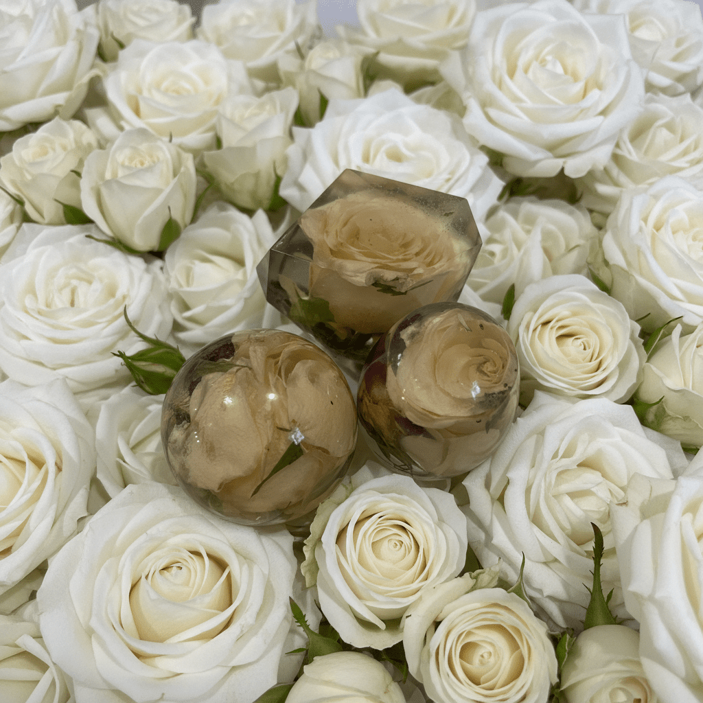 HVIT ROSE vinstopper, ekte tørkede blomster - Interiør KNASK