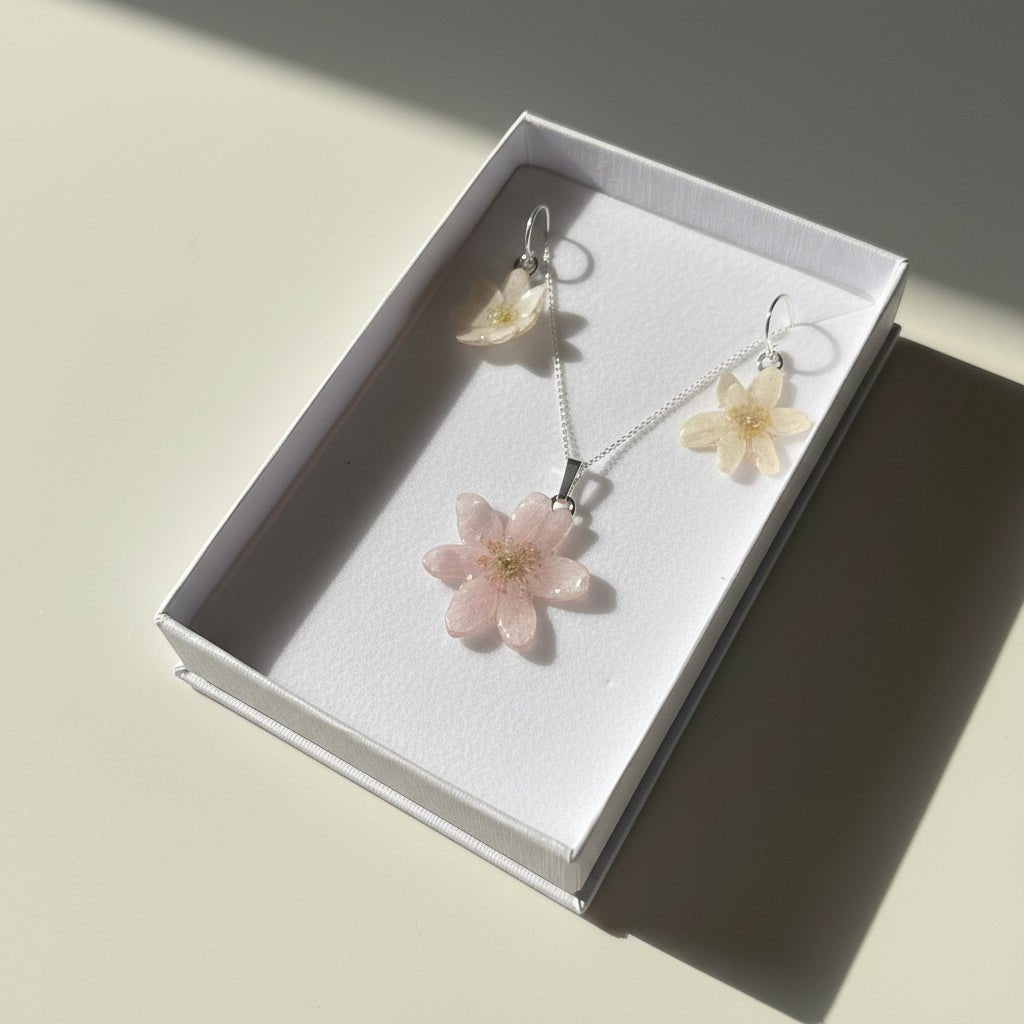 HVITVEIS gavesett - ekte tørkede blomster, sølv - Gavesett KNASK