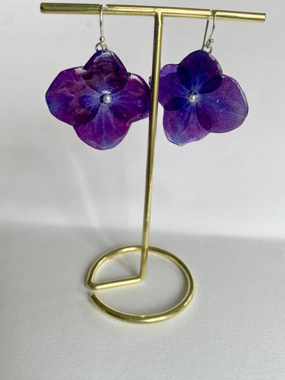 INDIGO HORTENSIA øredobber, sølv ørekroker - Øredobber KNASK