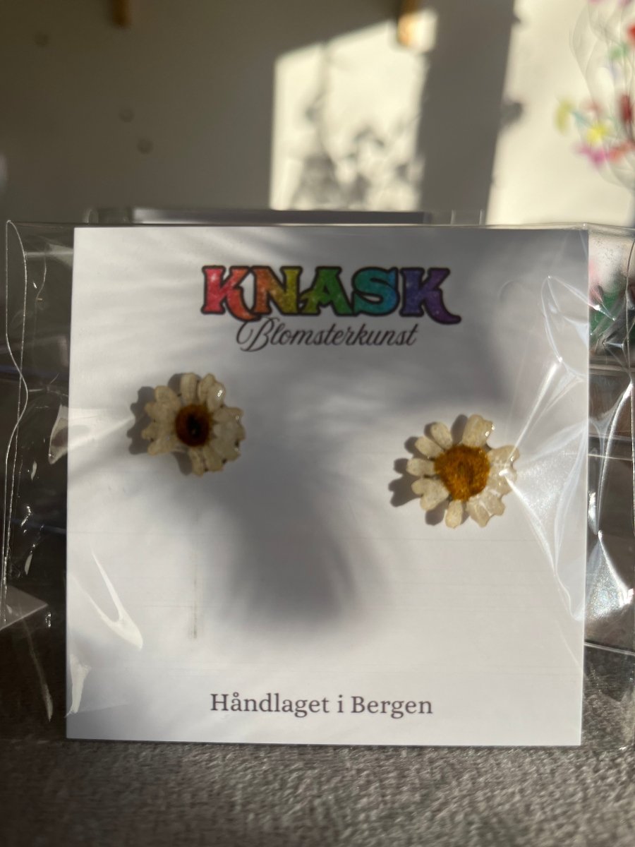 KAMILLE øredobber - ekte tørkede blomster, sølv ørestift - Øredobber KNASK