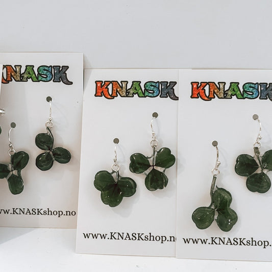 KLØVER ☘️ øredobber, ekte tørket blad, 925 sølv - Øredobber KNASK