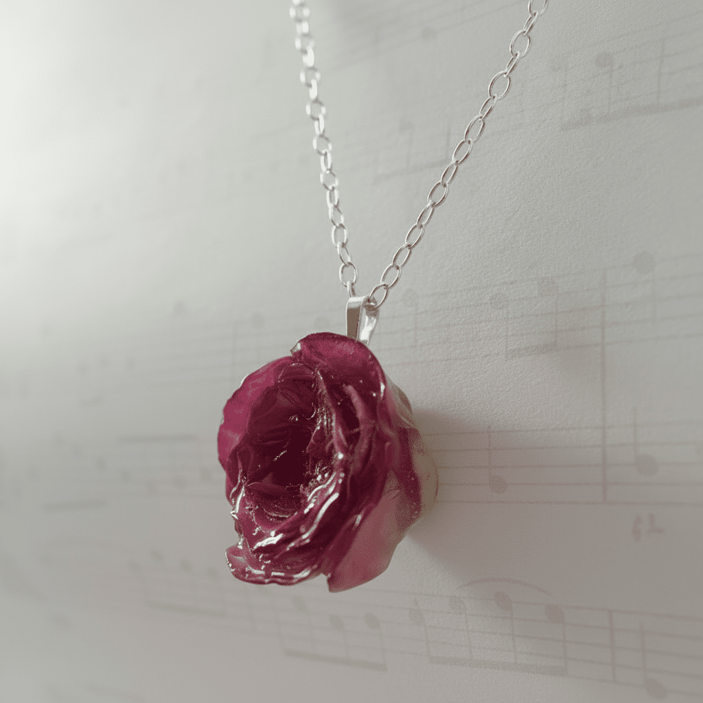 KNÆSJ ROSA ROSE smykke - ekte tørket blomst - Smykke KNASK