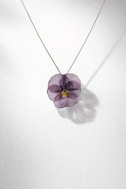 LILLA FIOL smykke - ekte tørket stemorsblomst, skinn - Smykke KNASK